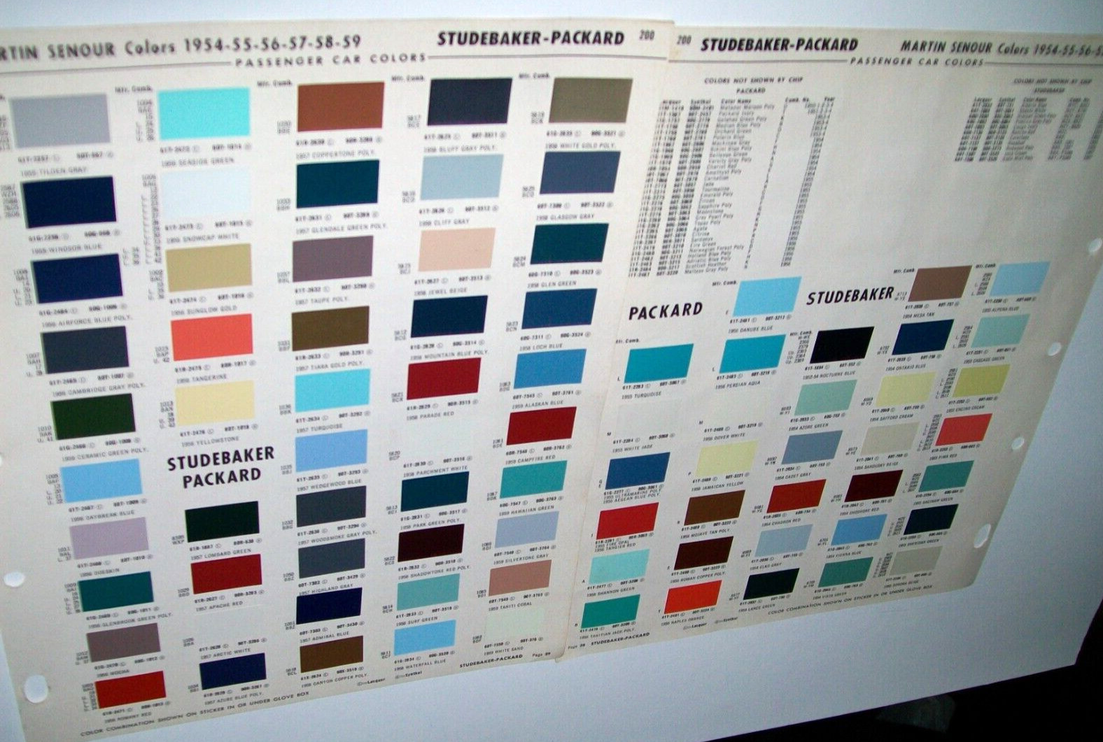 1954 1955 1956 1957 1958 1959 Studebaker Packard NAPA auto paint chips set