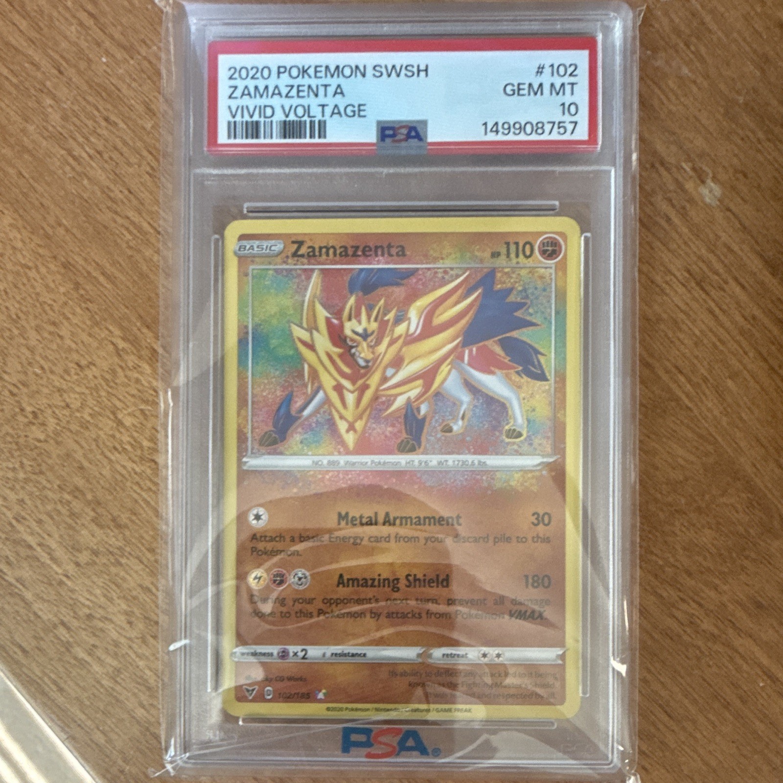 Pokémon 2020 Vivid Voltage Zamazenta #102 PSA 10 Graded Cert 149908757 Pokémon 2020 Vivid Voltage Zamazenta #102 PSA 10 Graded Cert 149908757
