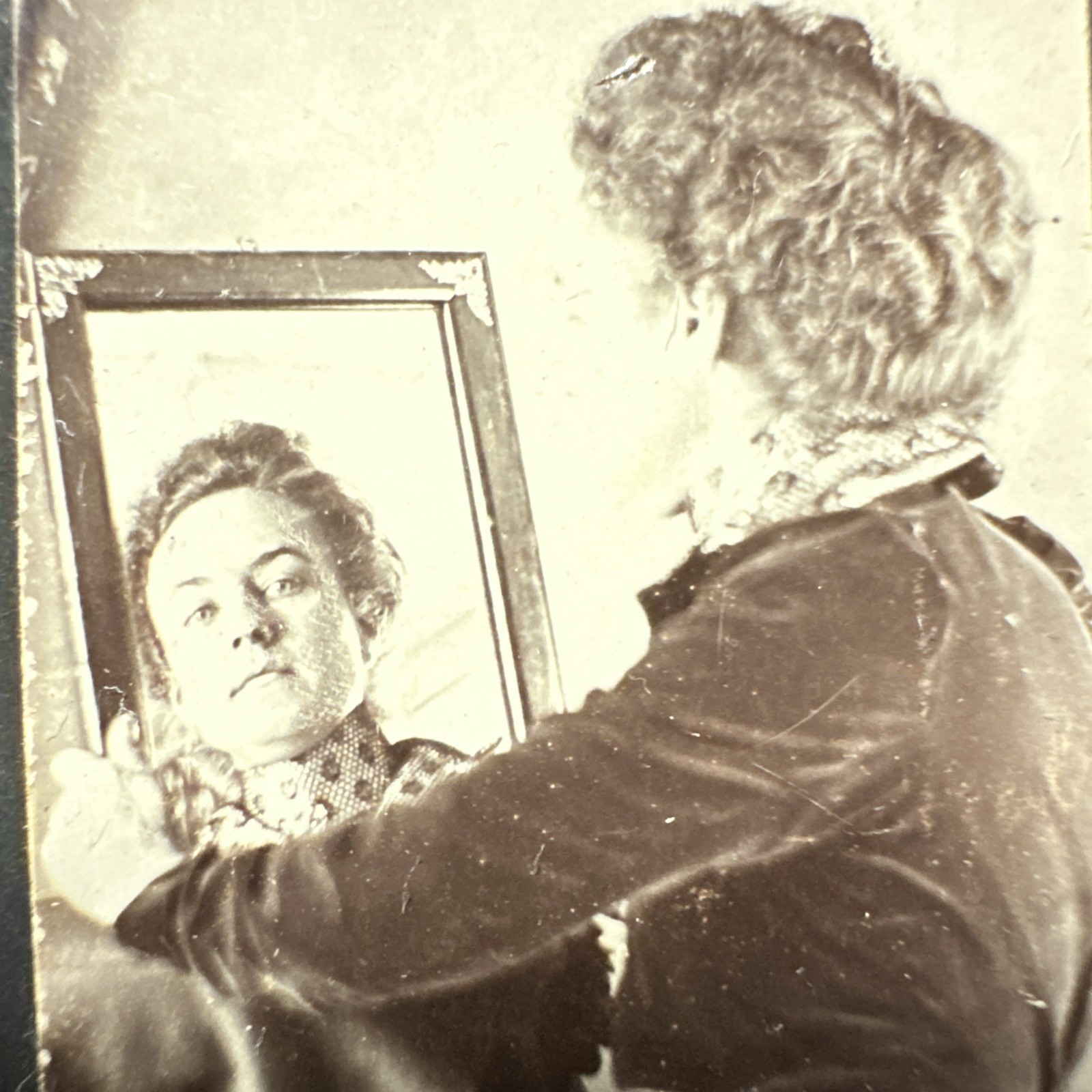 Antique c.1901 Mirror Reflection Photo Portrait – H.E. Sewell Galveston Indiana