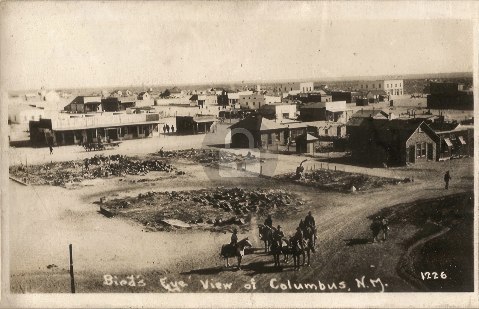 Columbus NM Birds Eye View Soldiers Army Navy Marines Fire RPPC Postcard COPY Columbus NM Birds Eye View Soldiers Army Navy Marines Fire RPPC Postcard COPY