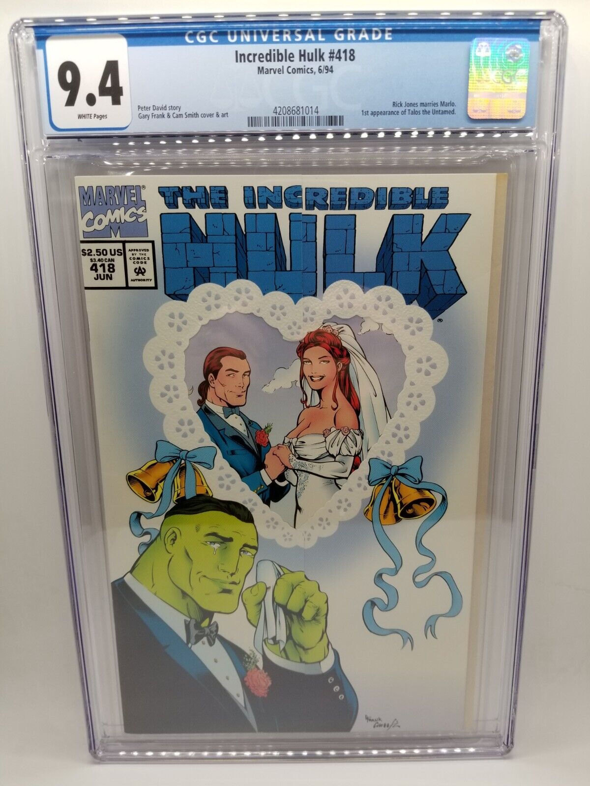 Marvel Comics The Incredible Hulk #418 1994 CGC 9.4 1st Talos Classic Cover 🔥