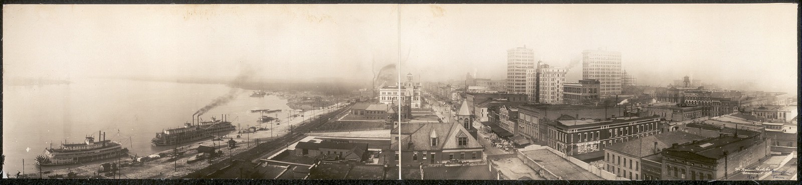 Memphis Tennessee 1910 Panorama Waterfront Steamboats Mississippi River