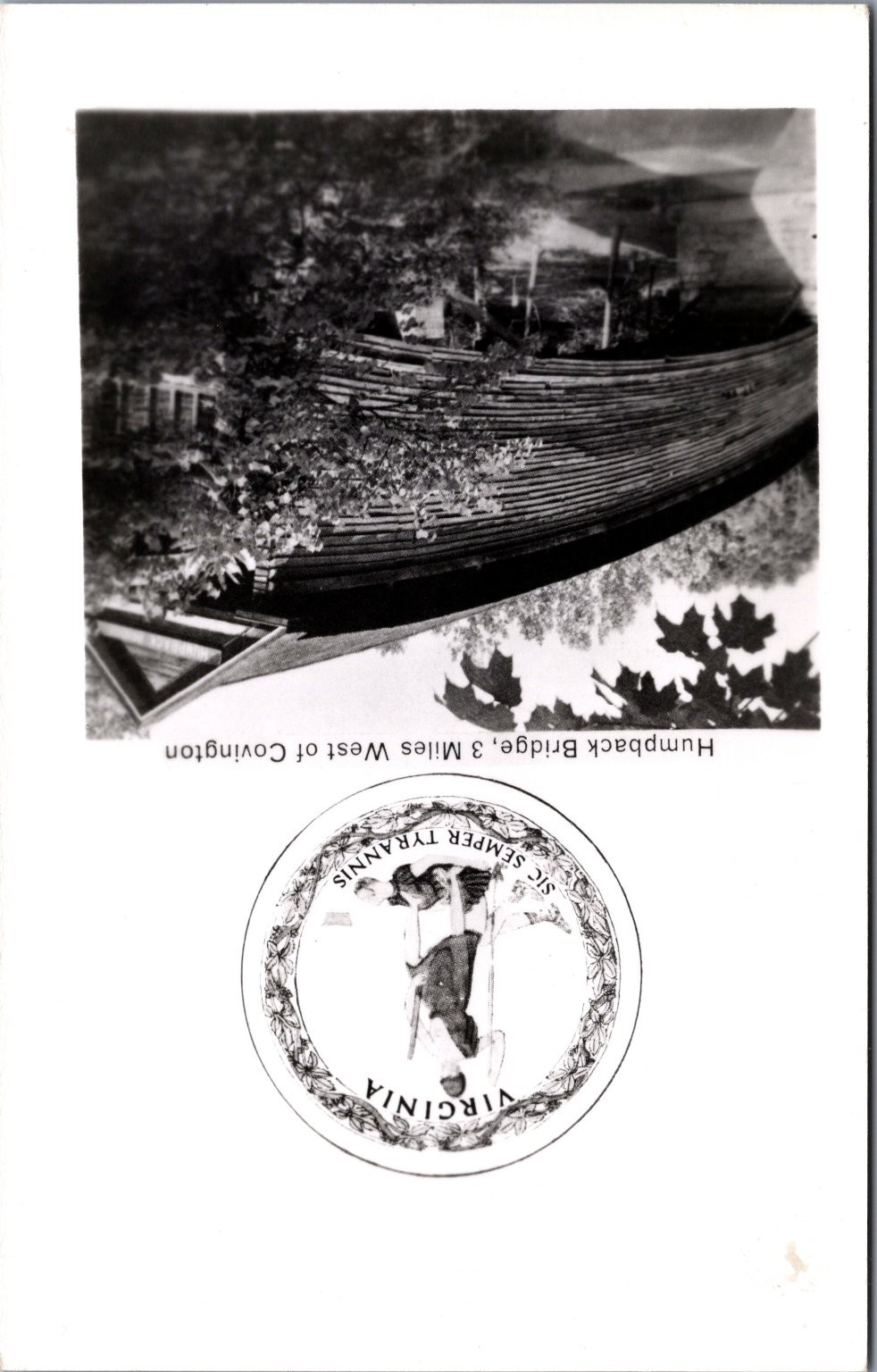 Humpback Bridge Covington Virginia RPPC Black & White Vintage Postcard