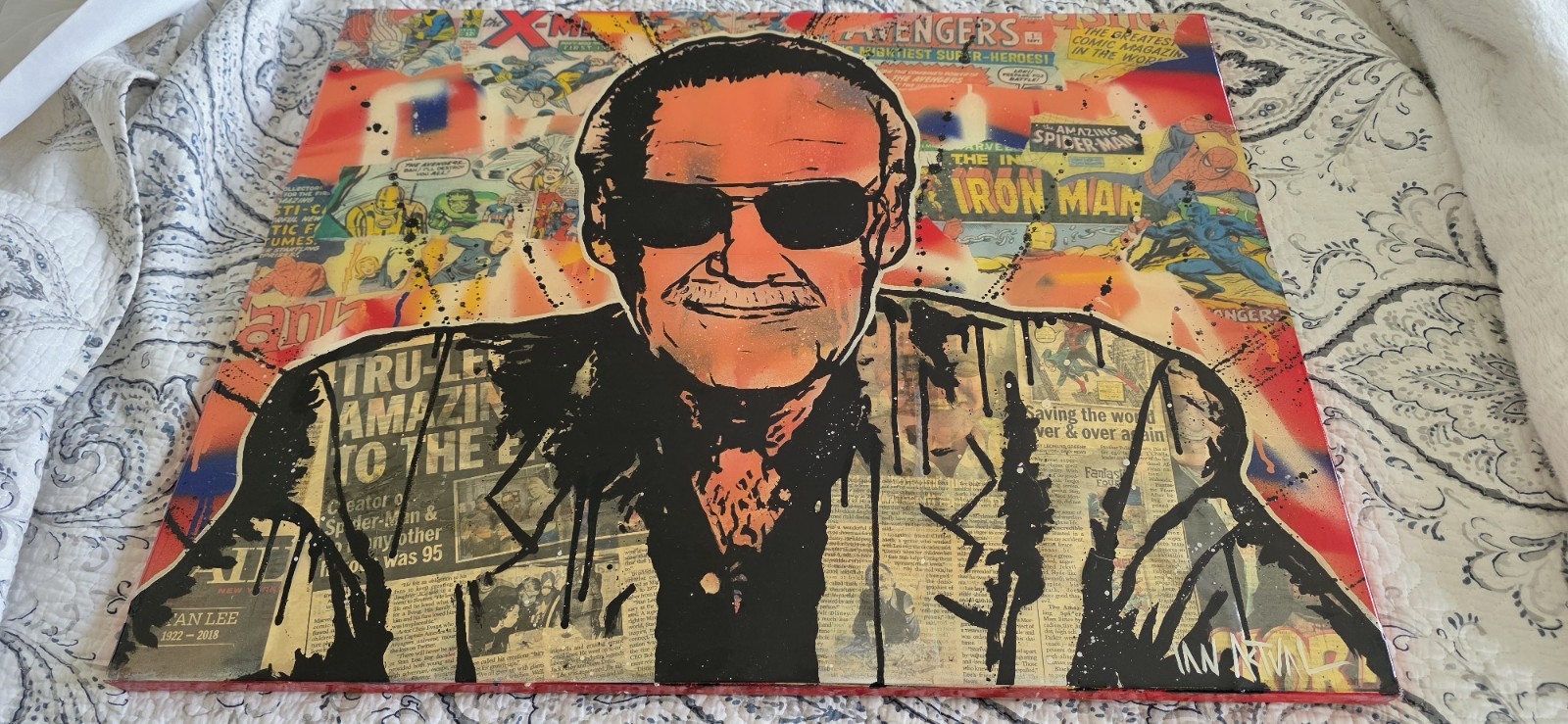 Stan Lee Painting 1of 1 With Original News Paper Articles From First Marvel Show
