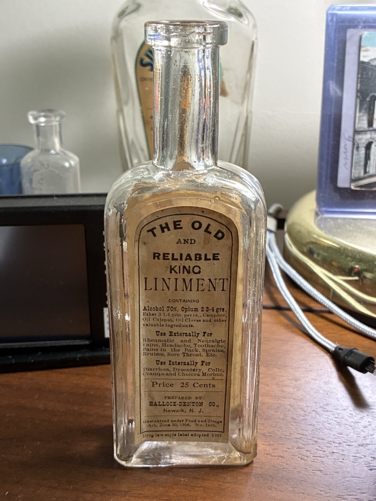 1907 + The Old And Reliable King Liniment Full Labels Bottle With Opium 1907 + The Old And Reliable King Liniment Full Labels Bottle With Opium
