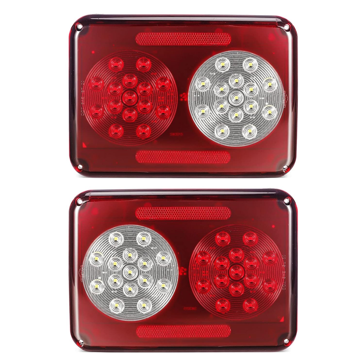 Double LED Trailer Tail Lights Stop Turn Backup Reverse LED Trailer Lights Set Double LED Trailer Tail Lights Stop Turn Backup Reverse LED Trailer Lights Set