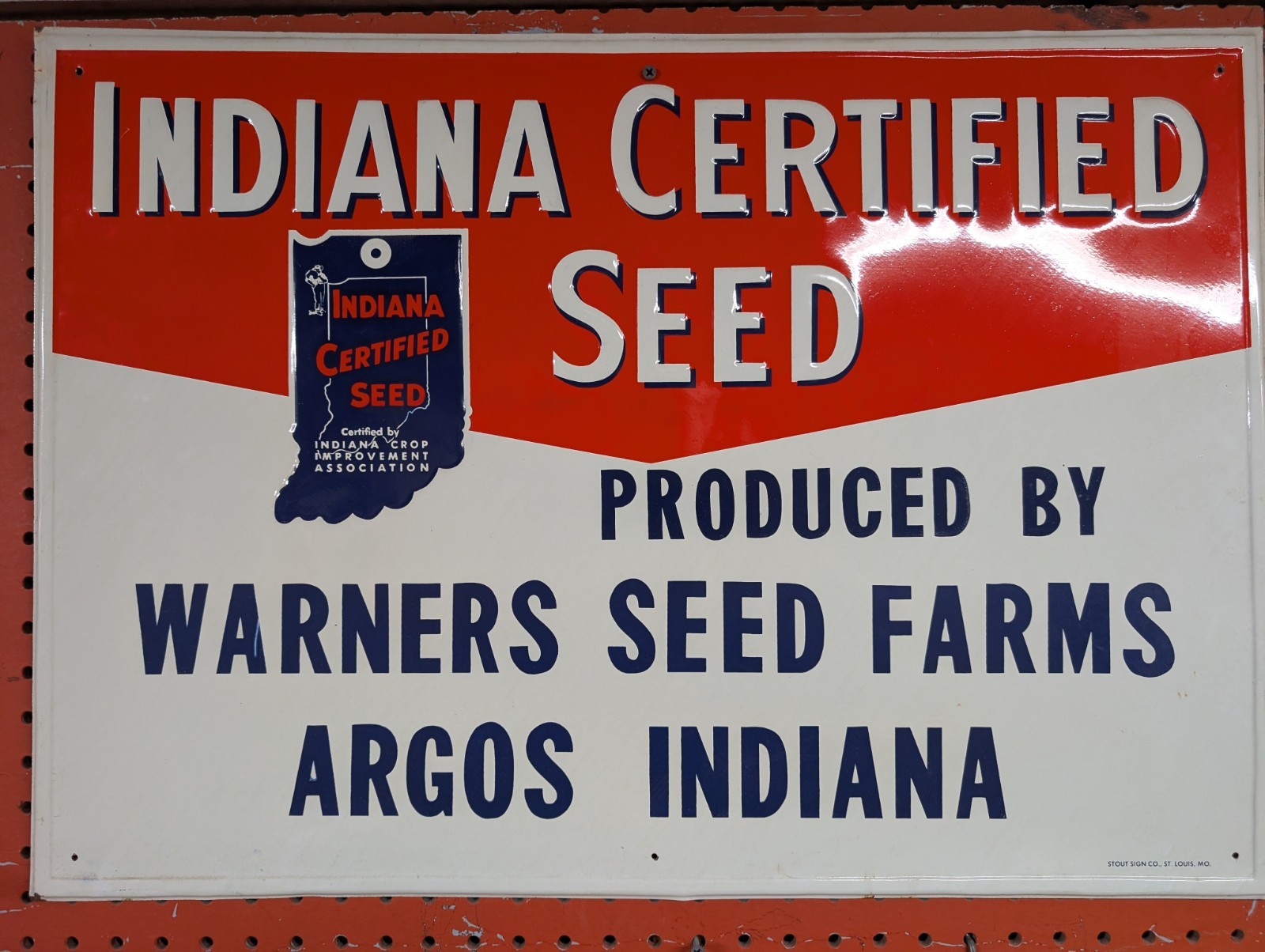 Indiana Certified Seed Tin Litho Advertising Sign Poster Argos Corn Warners Farm