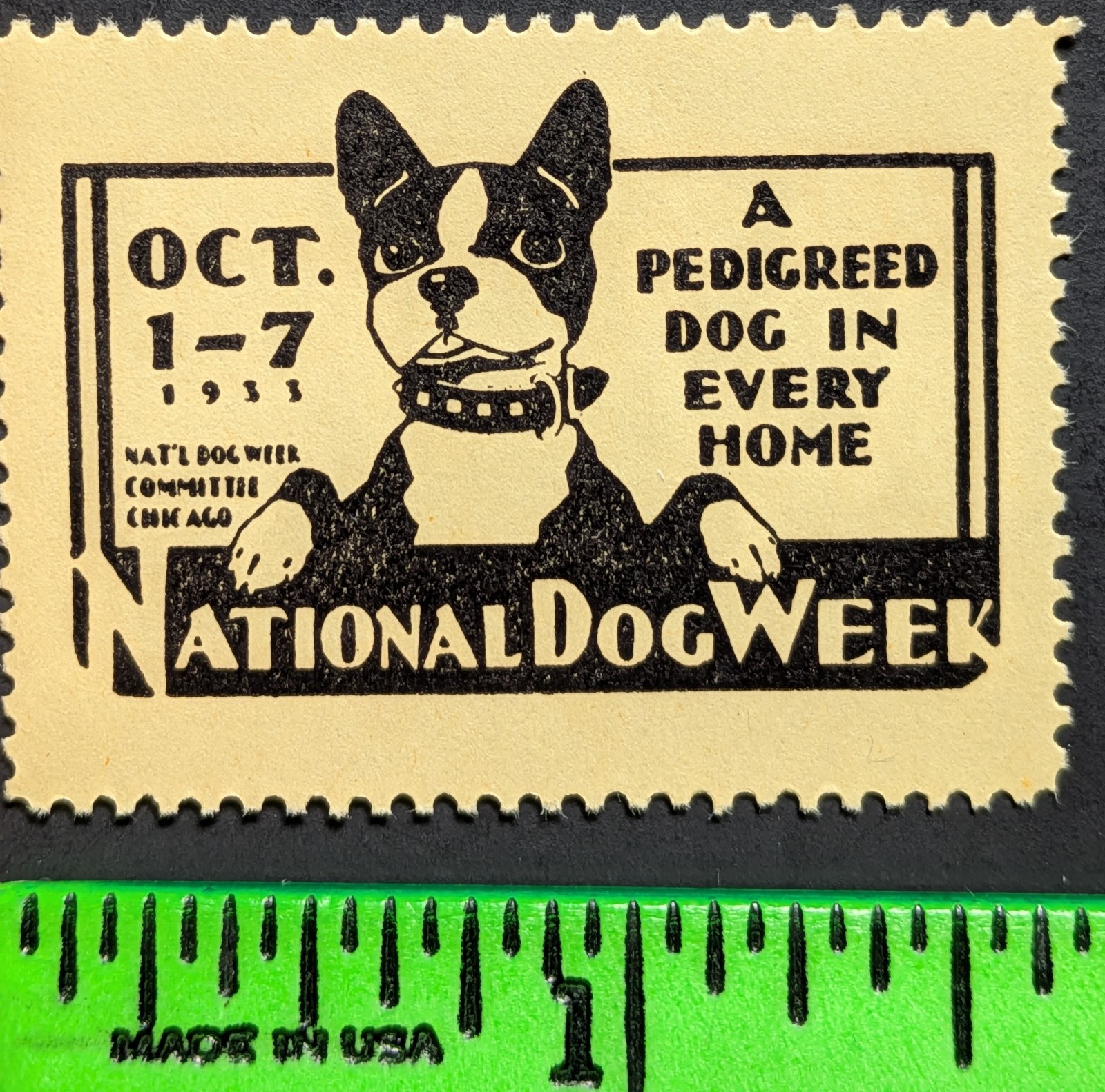 Vintage National Dog Week Boston Terrier Poster Stamp