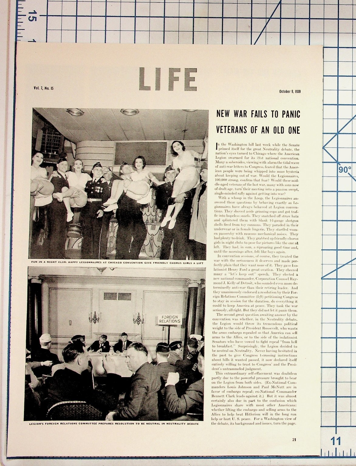 1939 Print Article WWII Neutrality Debate American Legion Veterans Ephemera 1939 Print Article WWII Neutrality Debate American Legion Veterans Ephemera