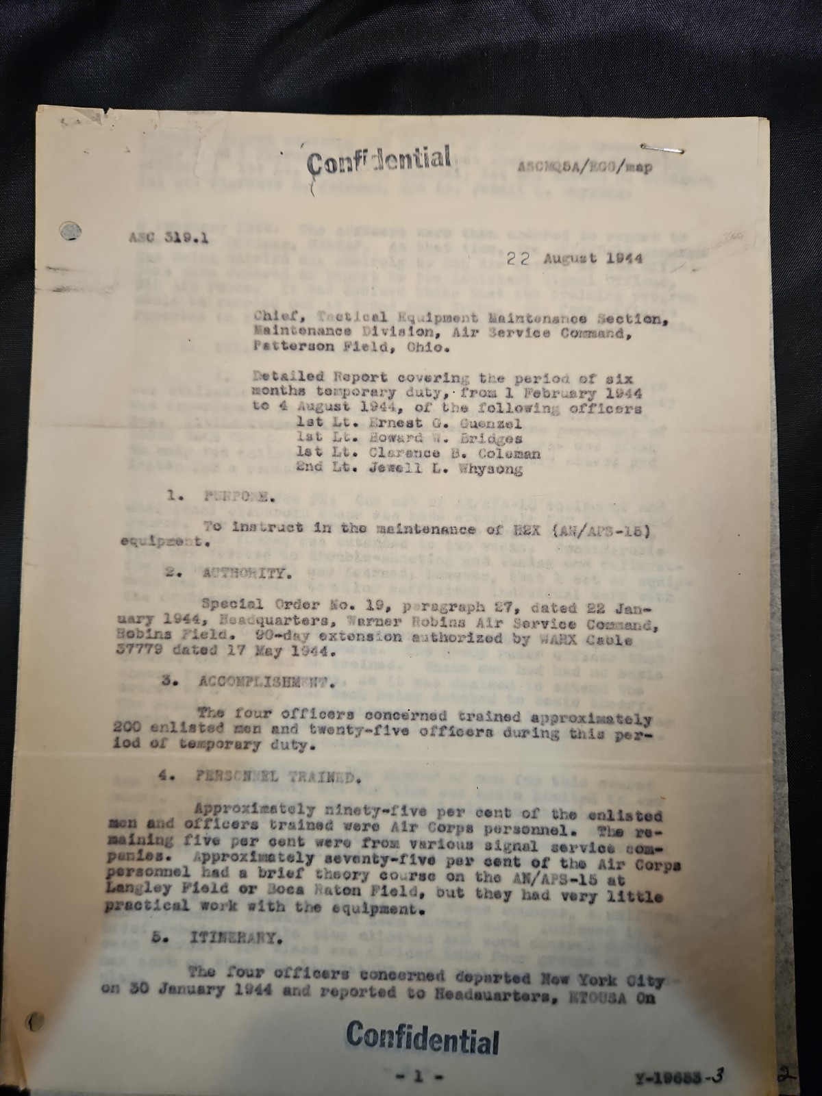 6 Pages Of Confidential World War II military dated August 22, 1944, Airforce 6 Pages Of Confidential World War II military dated August 22, 1944, Airforce
