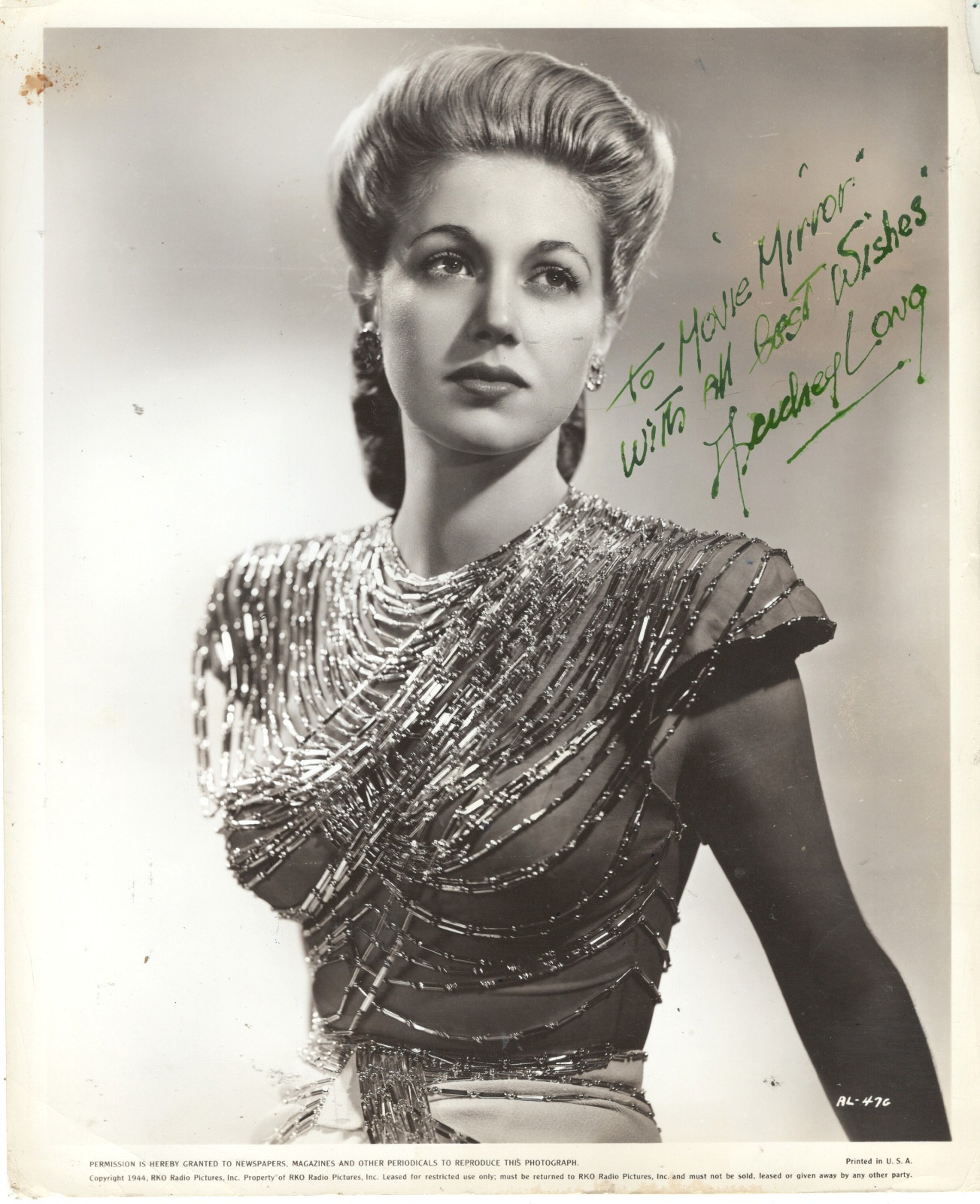 ENGLISH-AMERICAN STAGE & FILM ACTRESS AUDREY LONG, SIGNED STUDIO PHOTO. 1983 ENGLISH-AMERICAN STAGE & FILM ACTRESS AUDREY LONG, SIGNED STUDIO PHOTO. 1983
