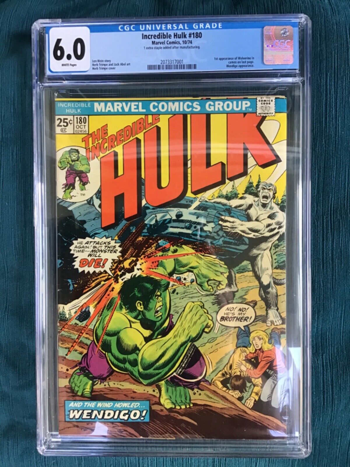 Incredible Hulk #180 Wolverine 1st Appearance (1974) CGC 6.0 WP Upcoming Movie