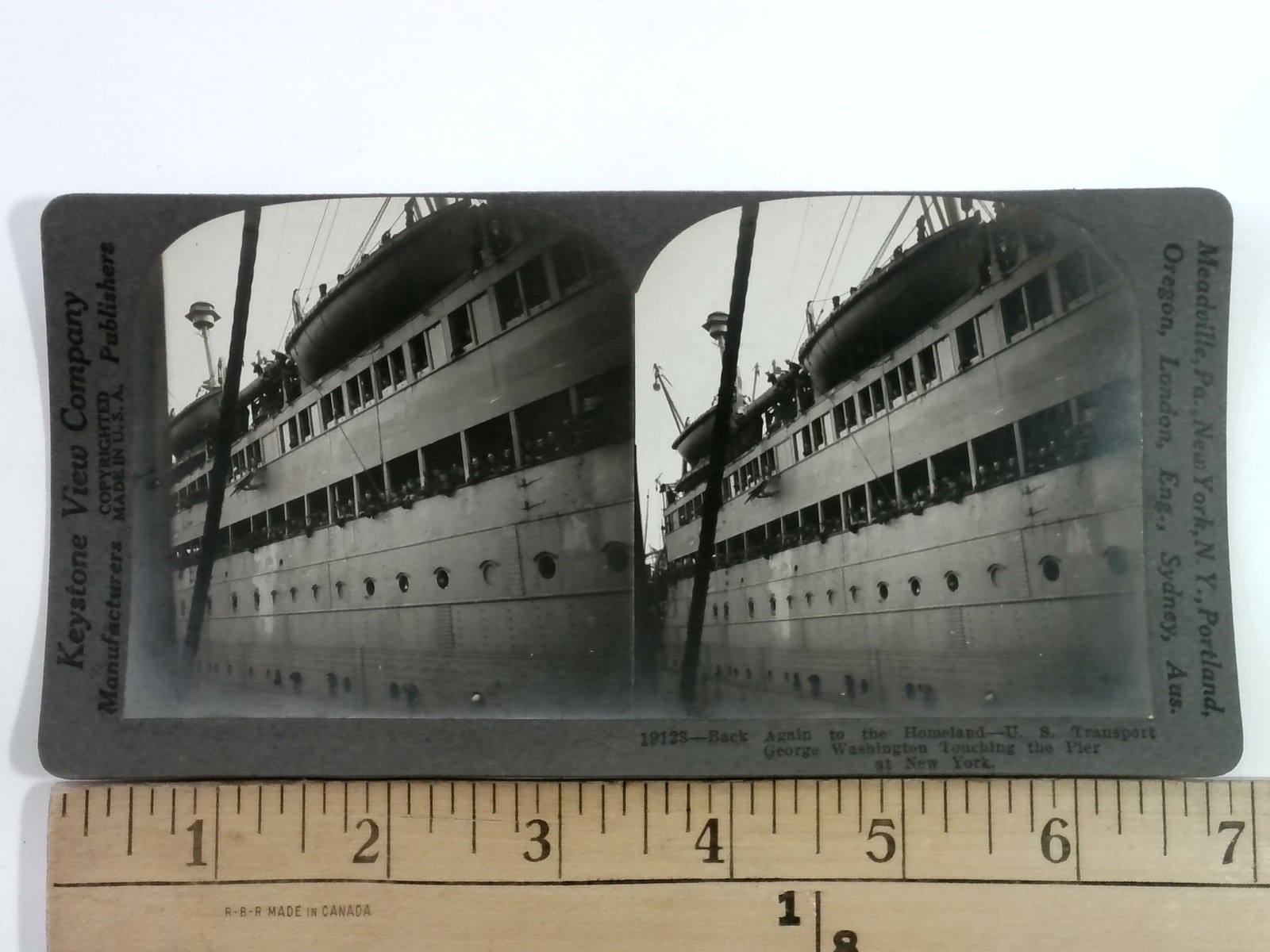 George Washington Ship Stereoview Keystone View Co WWI New York Pier