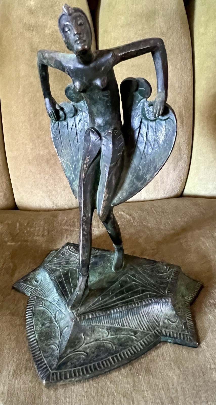 OUTSTANDING ART DECO BRONZE FIGURE WOMAN FAN DANCER 1920s-30s OUTSTANDING ART DECO BRONZE FIGURE WOMAN FAN DANCER 1920s-30s
