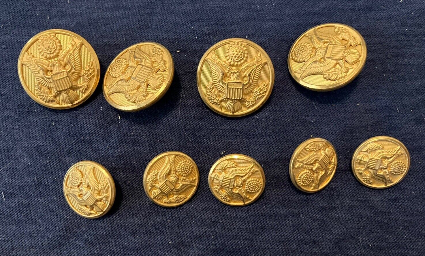 Lot of 9 Vintage Waterbury Buttons - Eagle