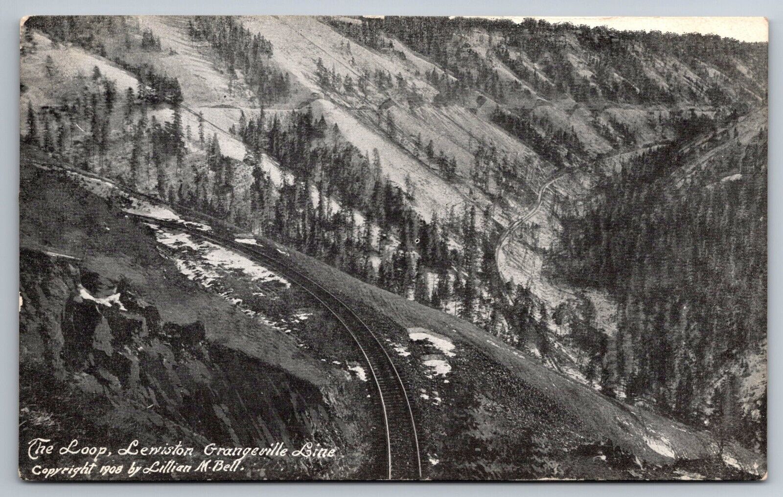Lewis County Idaho, The Loop, Lewiston-Grangeville Line Railroad c1910s Postcard