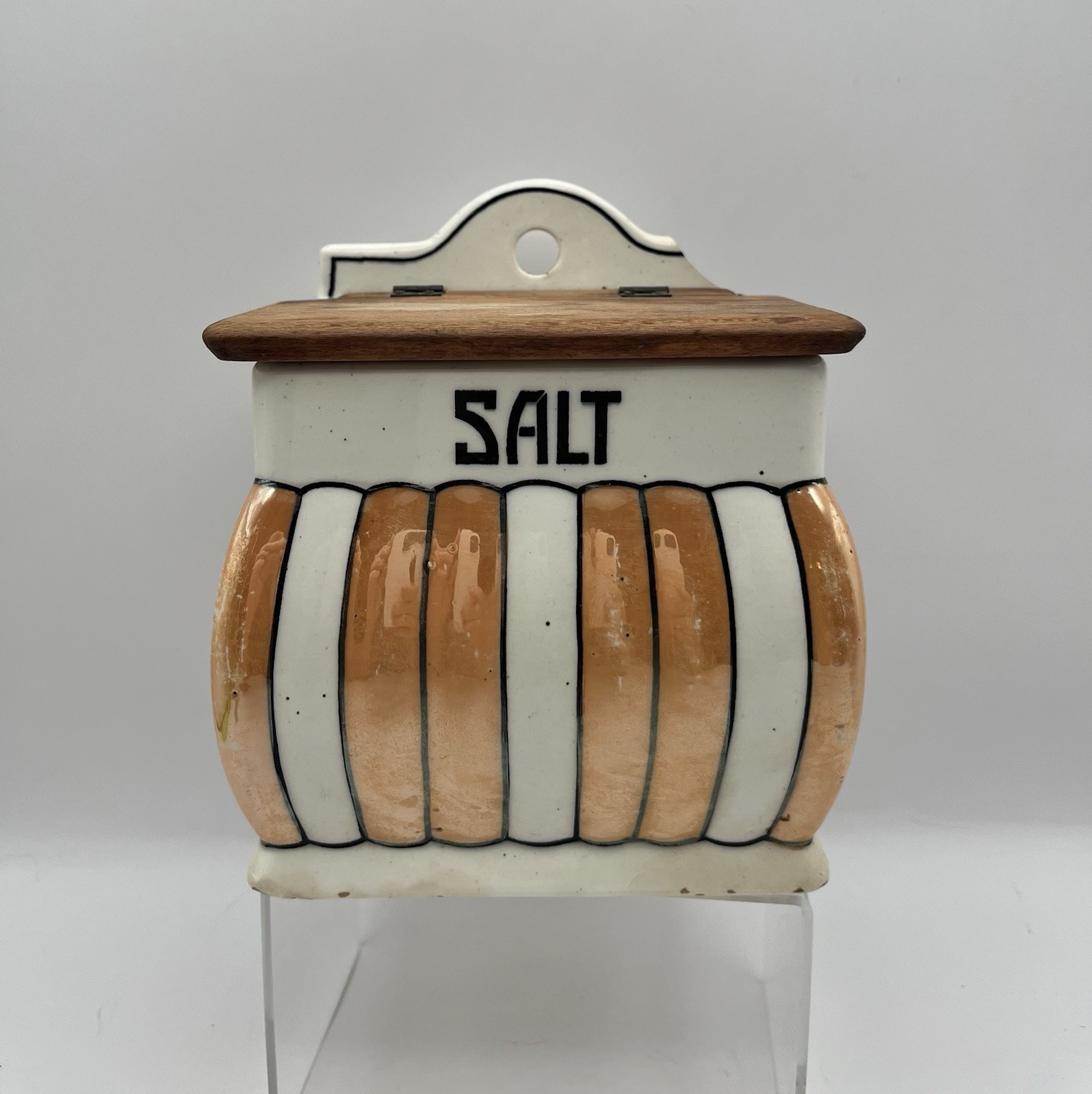 vintage german salt box Lottie Stripped Porcelain Wall Mount With Chips Kitchen