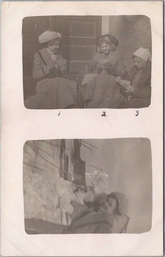 Vintage 1910s RPPC Real Photo Postcard 3 Teenage Girls / Names on Back