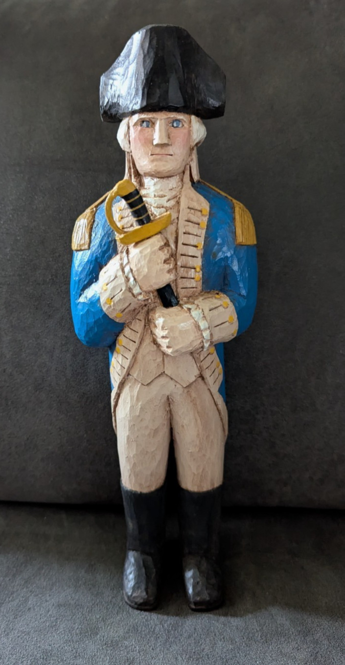 Vintage American Folk Art George Washington Carved Wooden Figure - 11\ Vintage American Folk Art George Washington Carved Wooden Figure - 11\