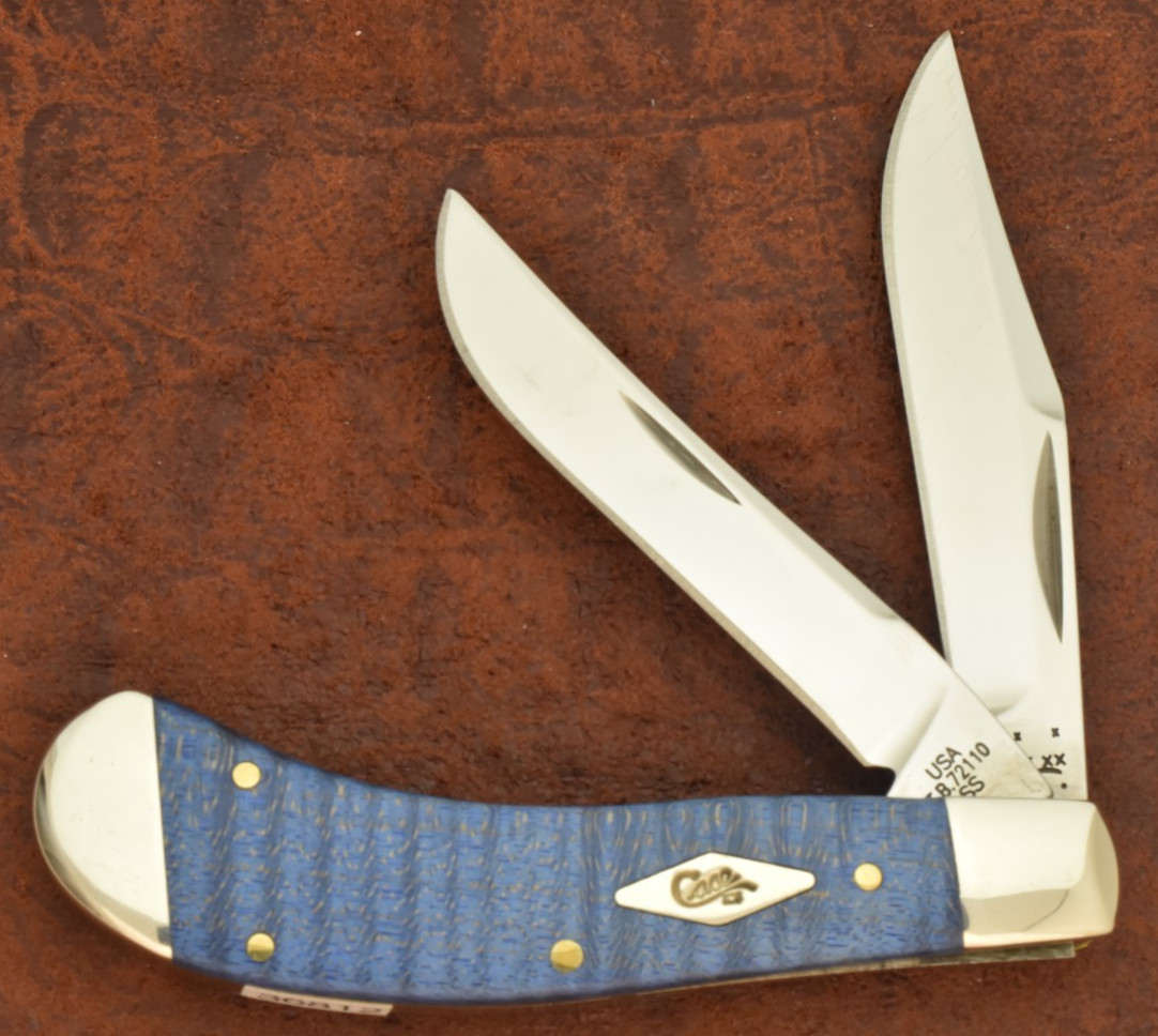 RARE CASE XX USA BLUE CURLY MAPLE SADDLEHORN KNIFE 2014 TONY BOSE NICE (36812)