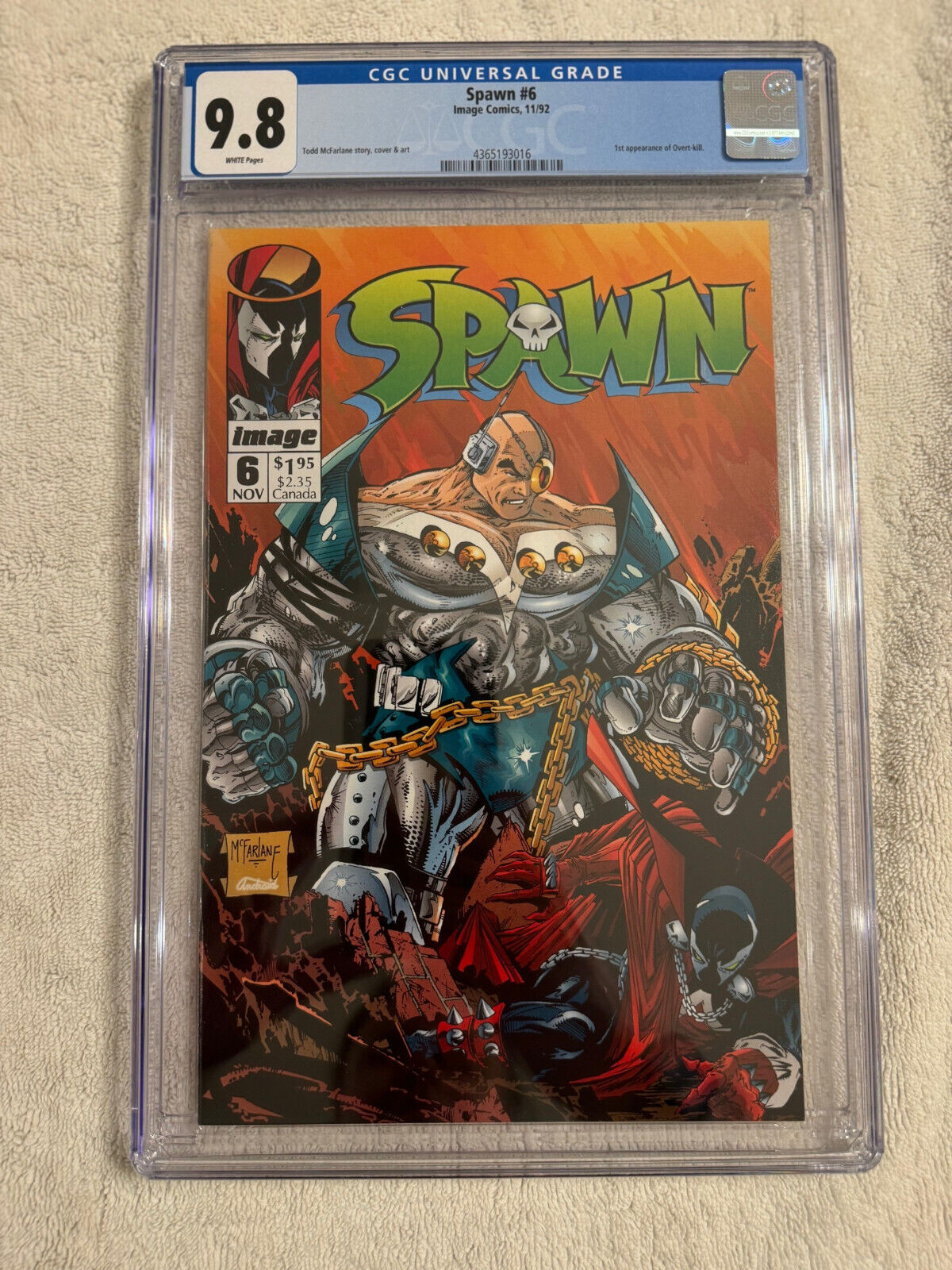Spawn #6 - CGC 9.8 - White Pages - 1st app. Overt-Kill - Image 1992