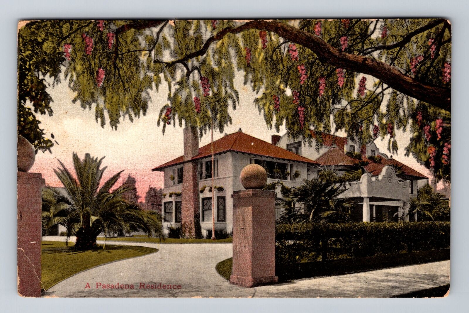 Pasadena CA-California, Residence, Antique, Vintage Postcard