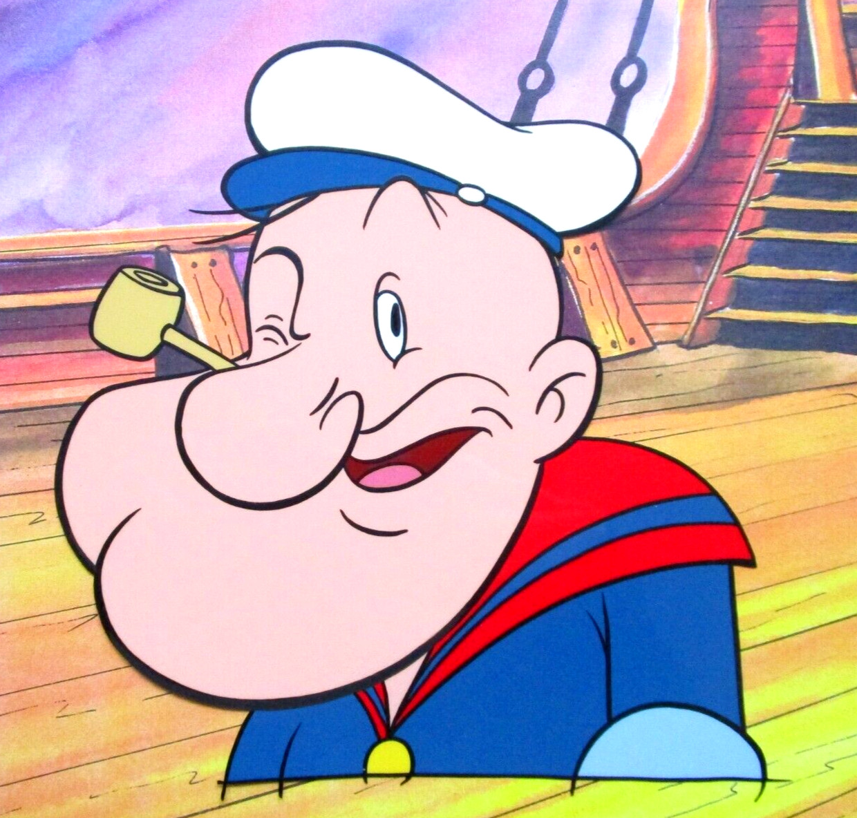 POPEYE sailor 1980's HANNA-BARBERA ORIGINAL PRODUCTION CEL pipe muscles hat boat