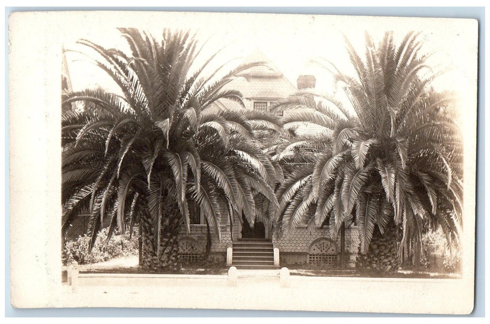 c1910\'s Victorian East Lake House Palm Trees CA RPPC Residence Photo Postcard