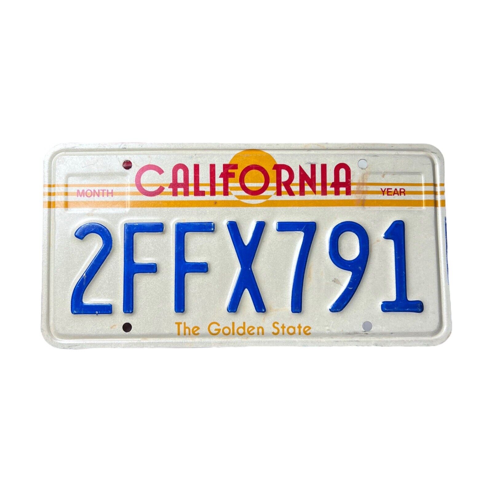 California The Golden State Vintage License Plate #2FFX791 (Expired Plate)