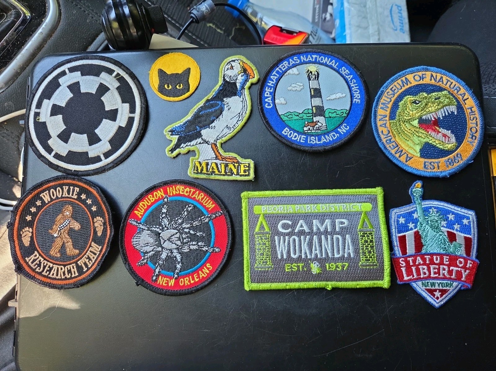 Vintage Travel Patches 9 Pieces Star Wars, Museum, see pictures