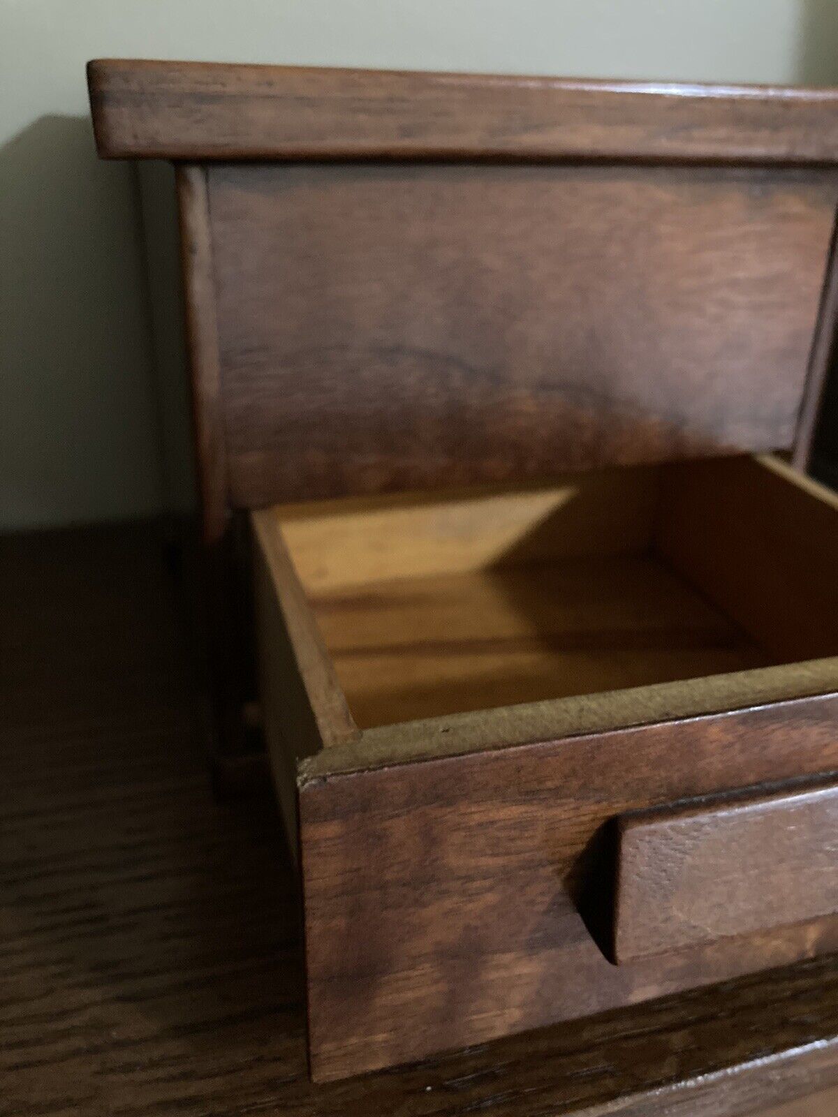 Antique Wooden Pop-Up Tiered Cigarette Stash Box Hand Crafted Secret Drawer