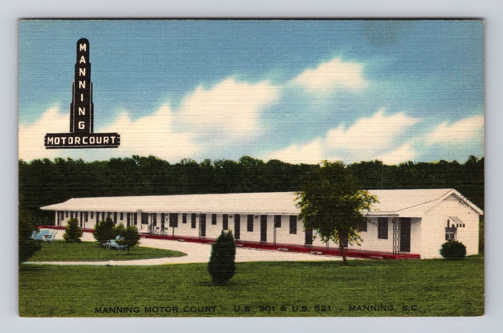 Manning SC-South Carolina, Manning Motor Court, Advertising, Vintage Postcard