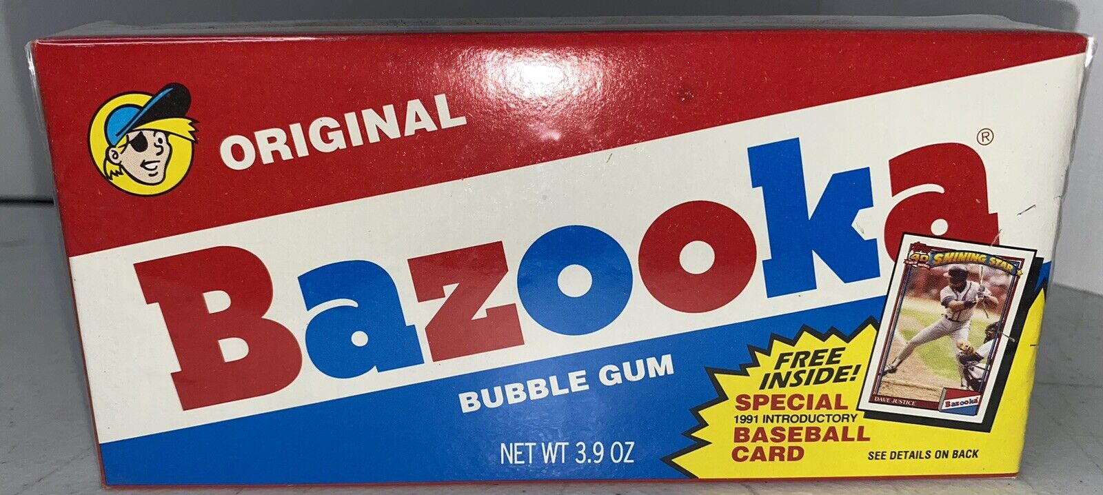 VTG Original 1991 Bazooka Joe Bubble Gum Factory Sealed Box W/Topps Intro Card