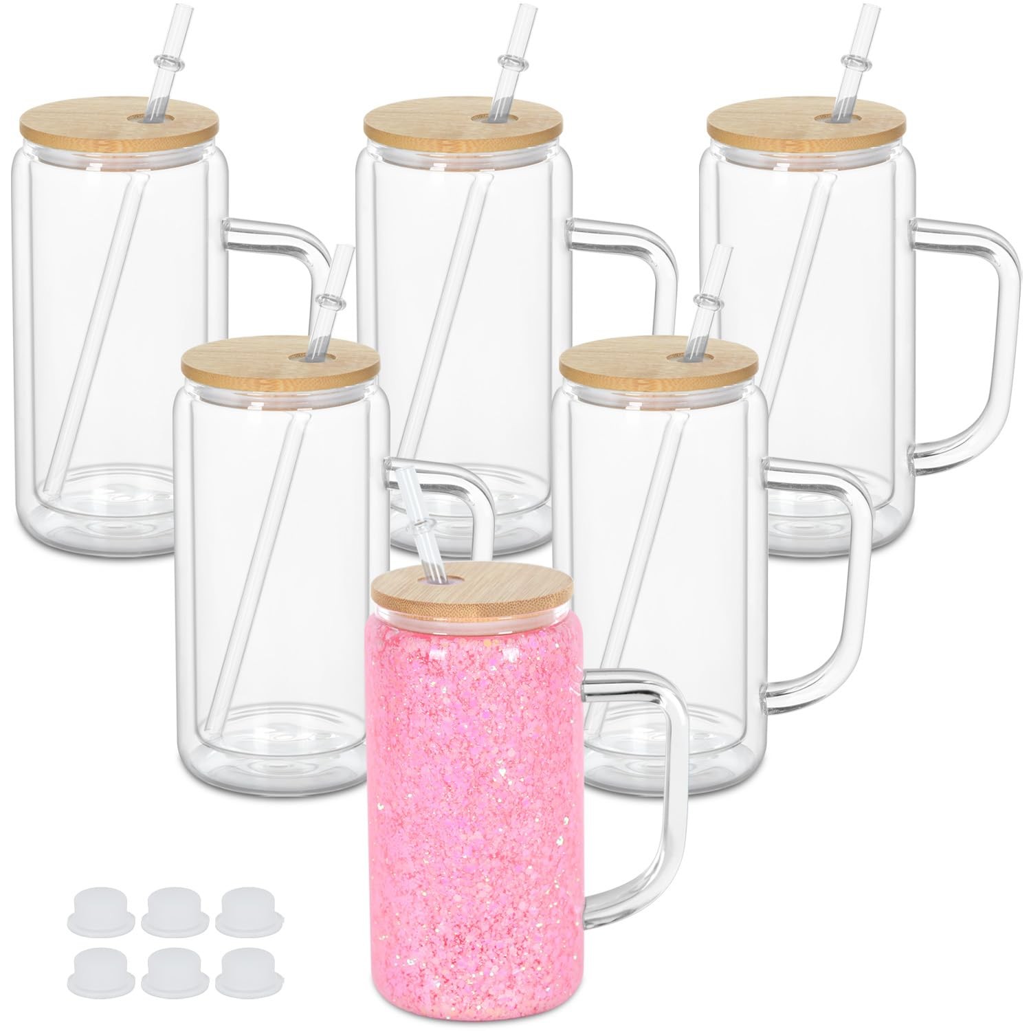 Maucircol 16 Oz Snow Globe Tumbler With Handle, Pre-Drilled Double Wall Snow Glo Maucircol 16 Oz Snow Globe Tumbler With Handle, Pre-Drilled Double Wall Snow Glo