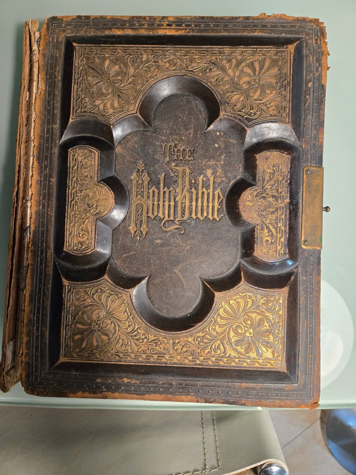Antique 1879 A.J. Holman Holy Bible Illustrated Family Bible Ornate