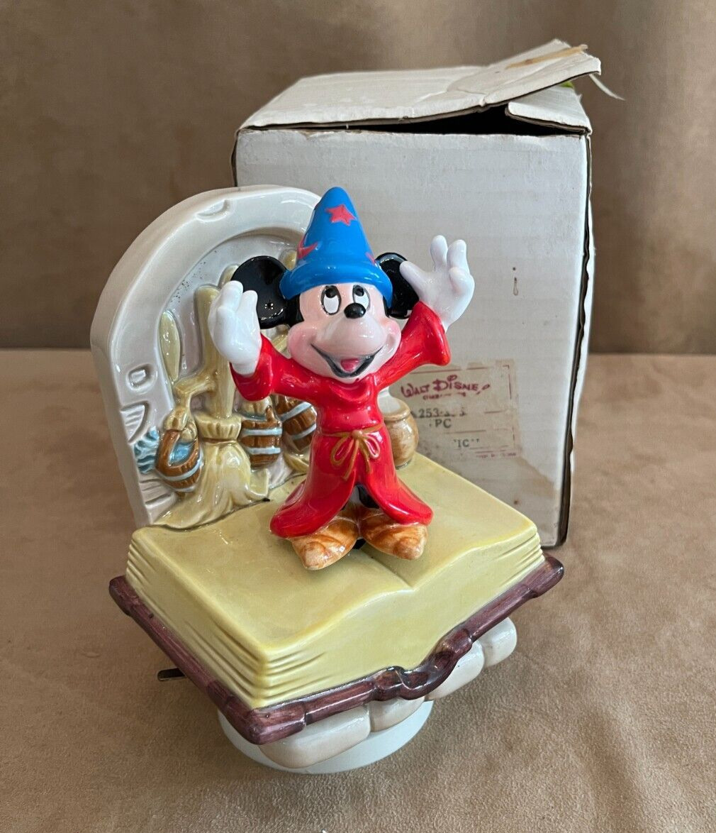 Vintage Schmid Disney The Sorcerer Apprentice Mickey Mouse Music Box Fantasia