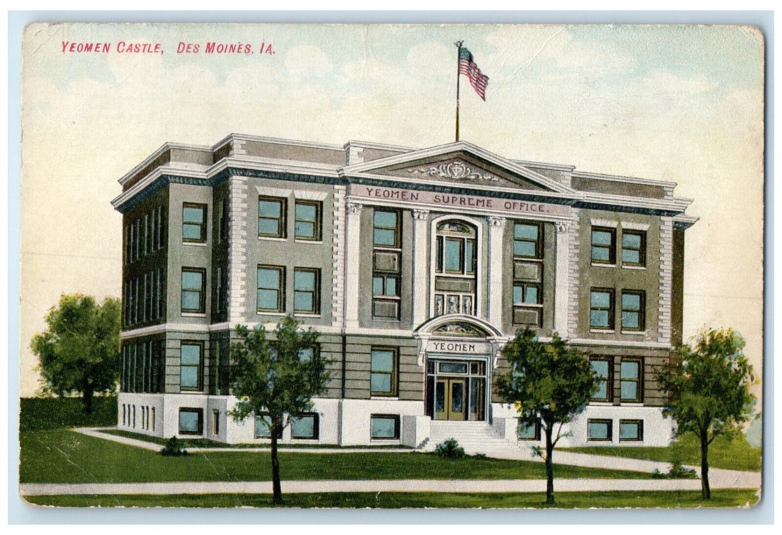 c1910s Yeomen Castle Supreme Office Building Des Moines Iowa IA Antique Postcard
