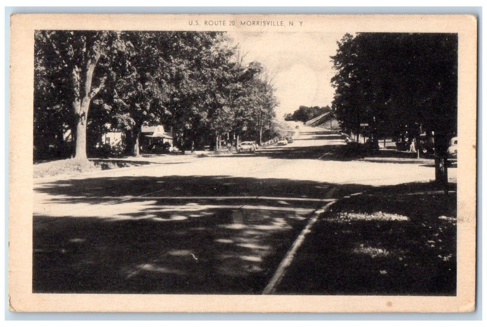 1955 U.S. Route 20, Cars Street View Morrisville New York NY Vintage Postcard
