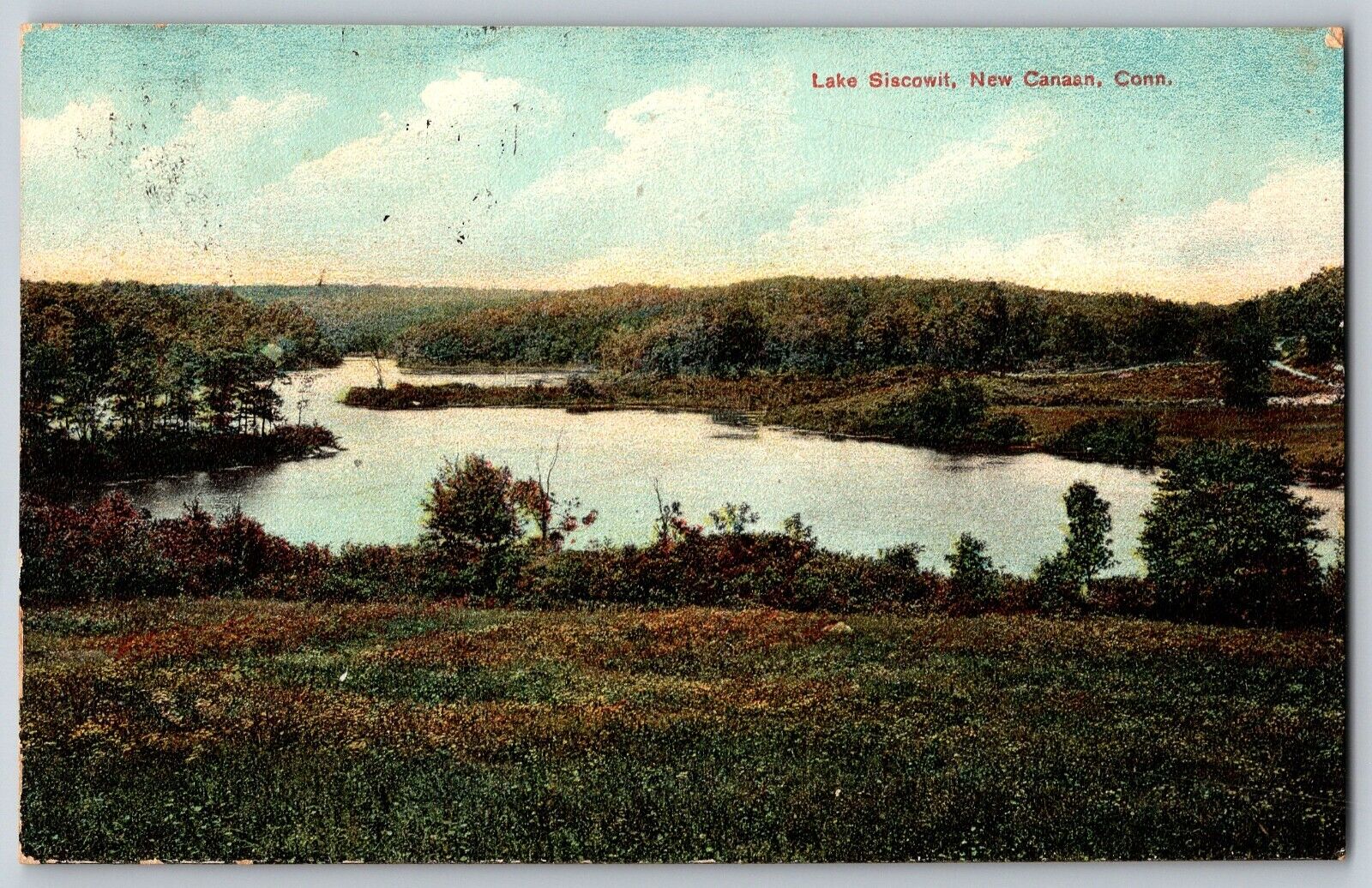 Connecticut - View of Lake Siscowit, New Canaan - Vintage Postcard - Posted