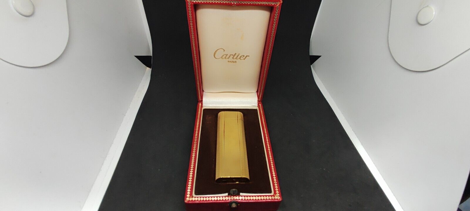 Vintage Cartier Gas Lighter Gold with Box Working Condition Vol.6