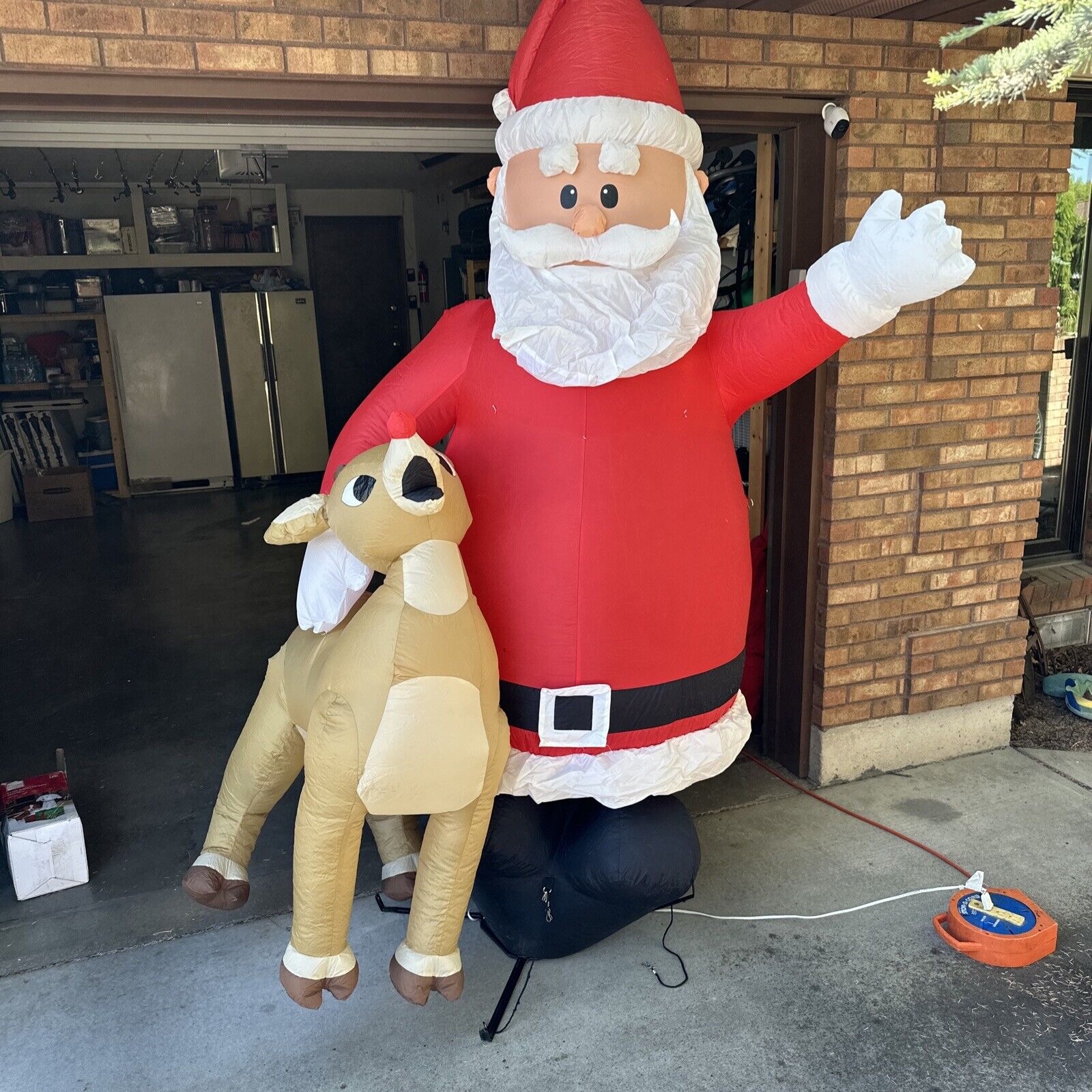 Gemmy Rudolph The Reindeer And  Santa Christmas Inflatable 8ft