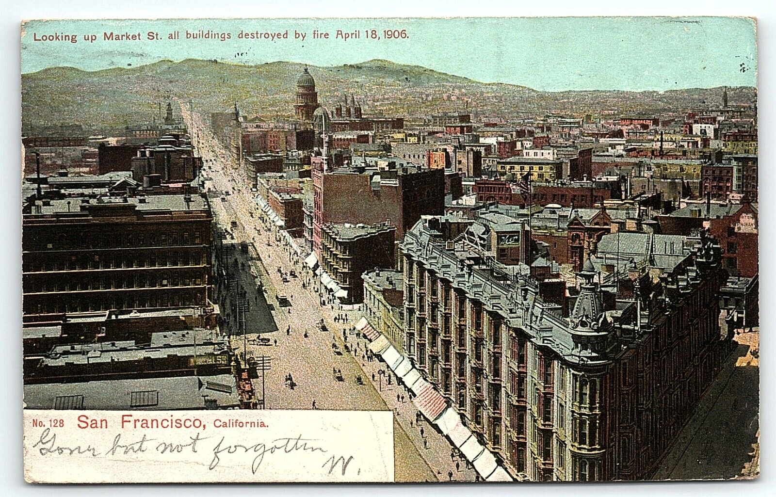 1907 SAN FRANCISCO CA MARKET ST ALL BUILDINGS DESTROYED BY FIRE  POSTCARD P3927