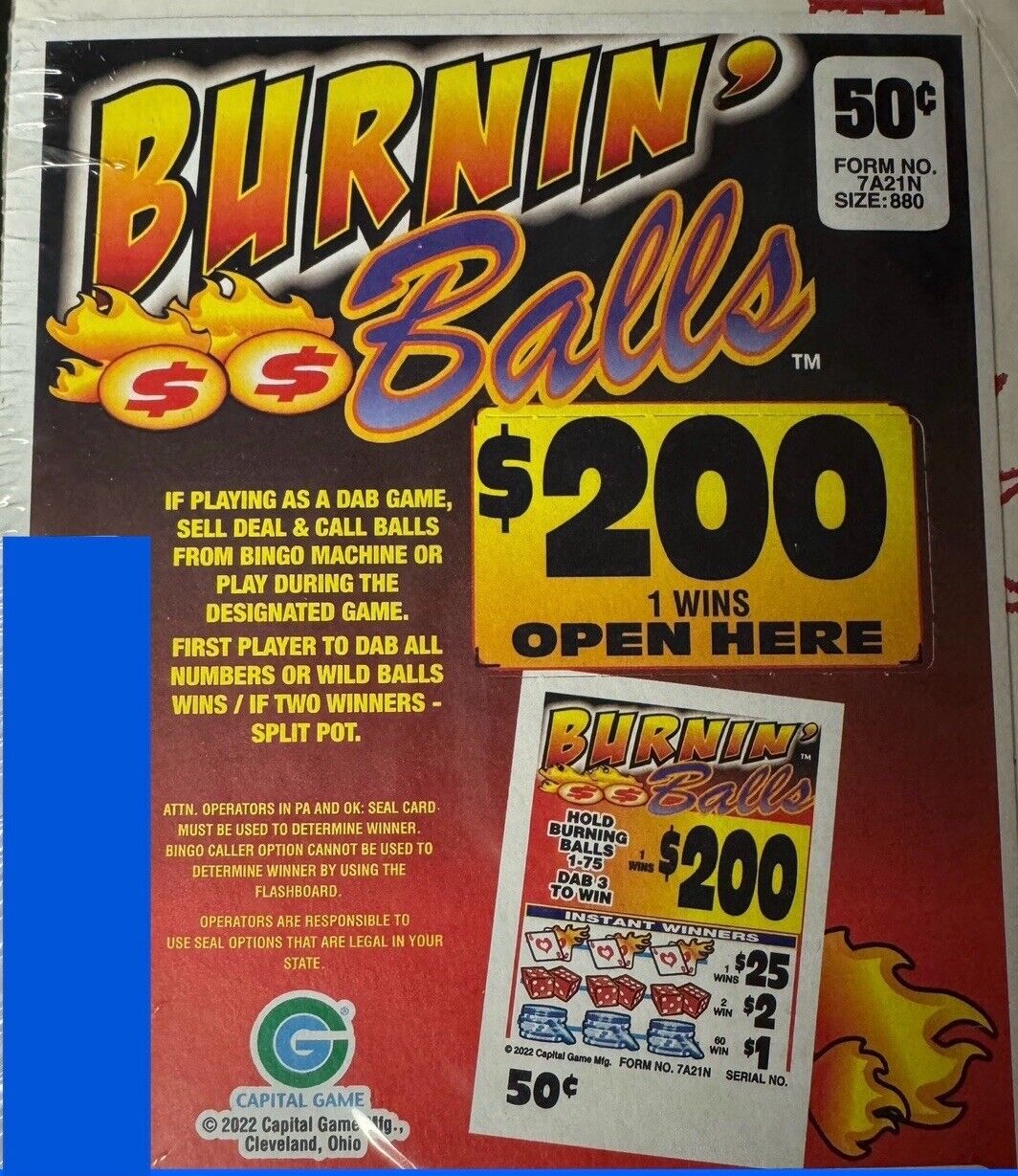NEW pull tickets Burning Balls .50 - Seal Card Tabs