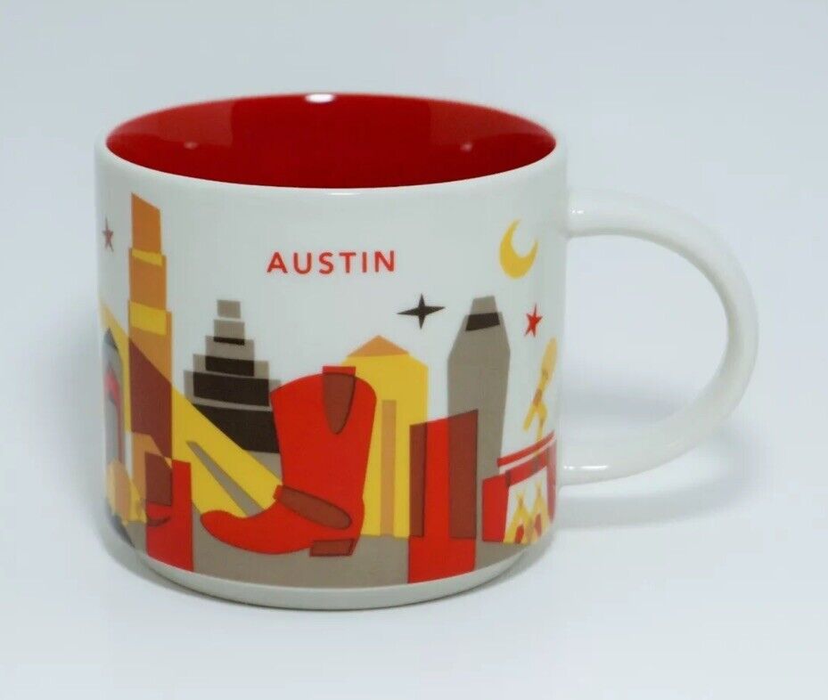 2015 Starbucks You Are Here Collection Austin 3.5in 14 Fl Oz Coffee Tea Mug Cup