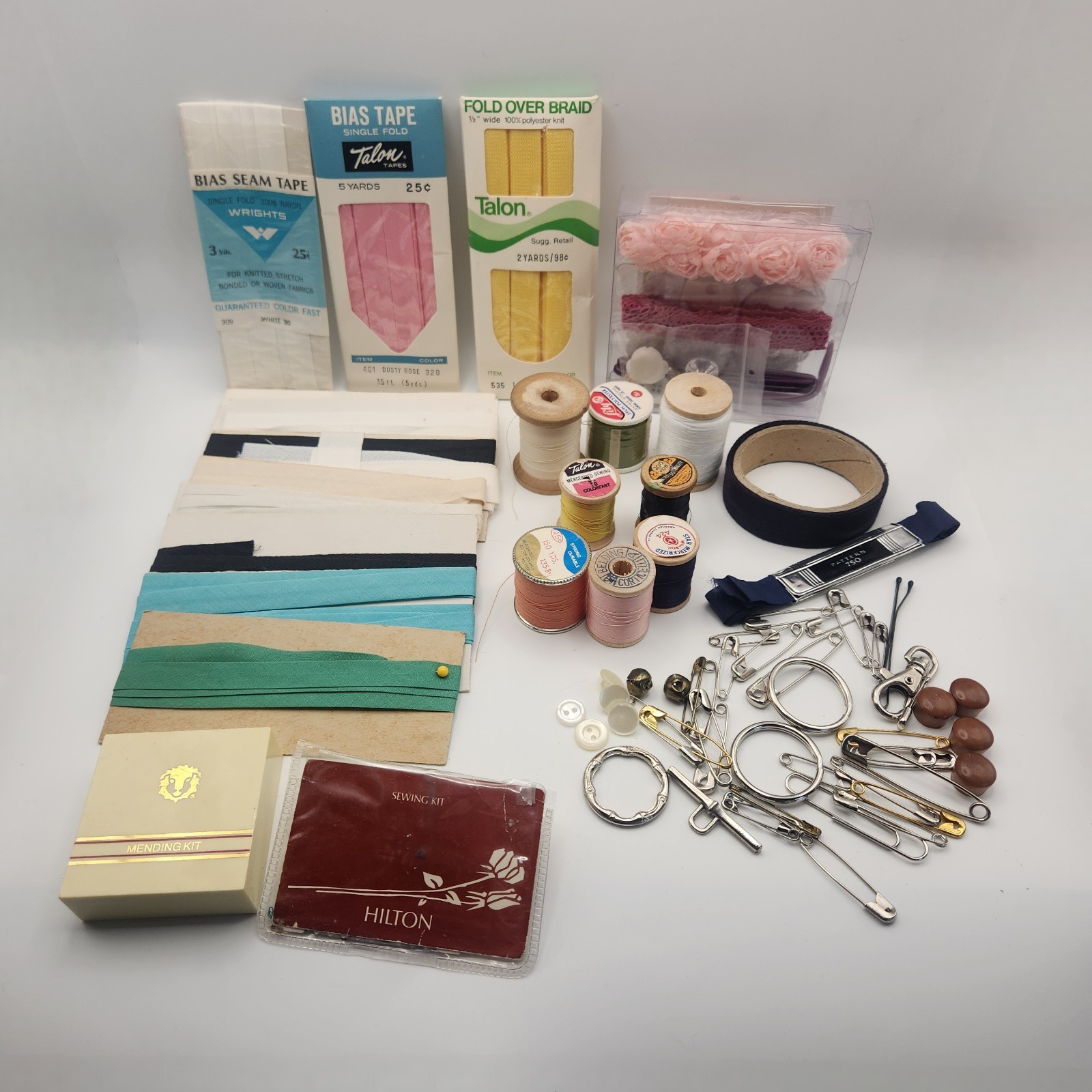 Vintage Mixed Lot Sewing Supplies. Thread, Seam Tape, Braid, Mending Kits, Etc Vintage Mixed Lot Sewing Supplies. Thread, Seam Tape, Braid, Mending Kits, Etc