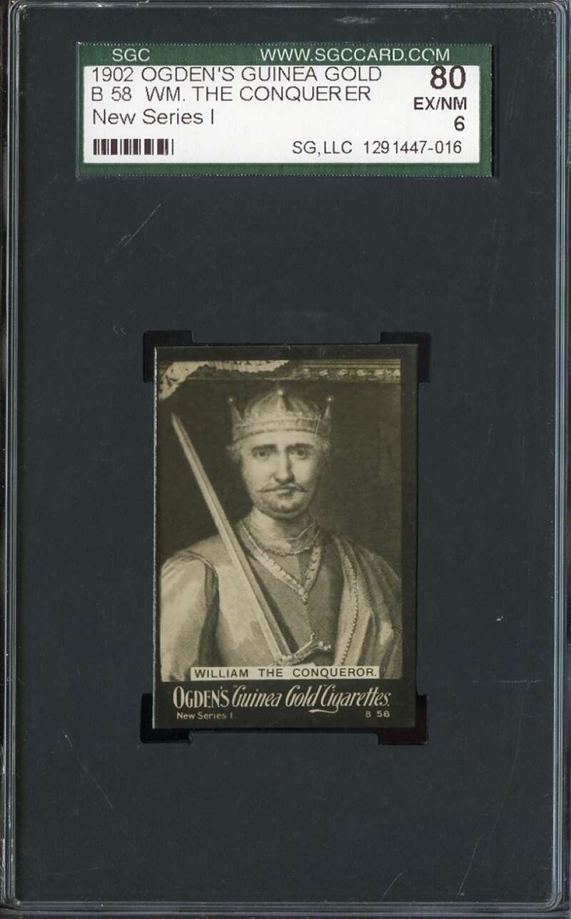 1902 OGDENS GUINEA GOLD NEW SERIES 1 B 58 WILLIAM THE CONQUERER SGC *DS12820 1902 OGDENS GUINEA GOLD NEW SERIES 1 B 58 WILLIAM THE CONQUERER SGC *DS12820