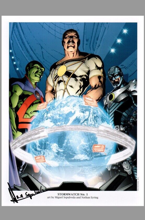 Miguel Sepulveda SIGNED Stormwatch DC New 52 Art Print w/ Martian Manhunter JLA