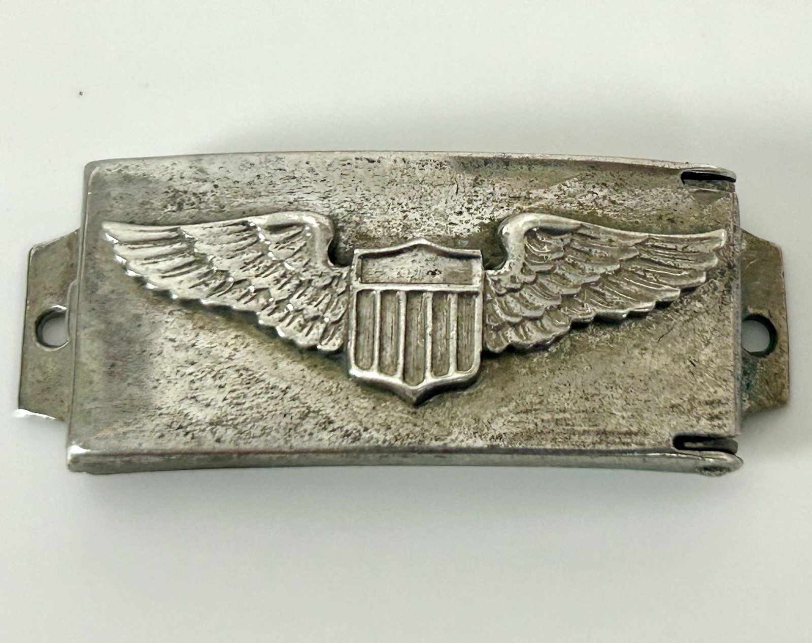WWII Sterling LOCKETAG Sweetheart Photo Locket Bracelet Plate US Army Wings