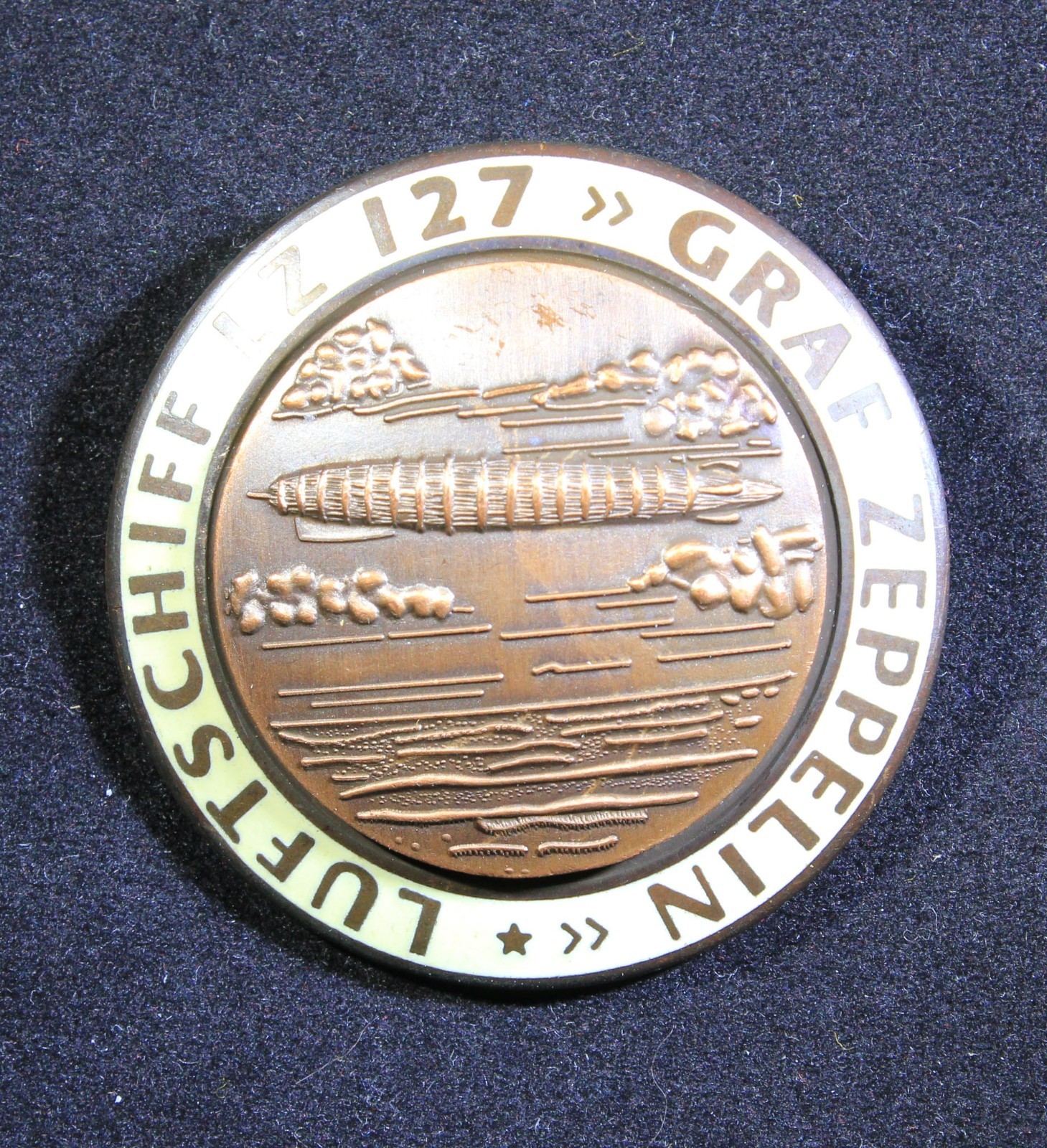German WWII LZ‑127 “Graf Zeppelin” Luftschiff Badge – FLL – Beige Enamel – German WWII LZ‑127 “Graf Zeppelin” Luftschiff Badge – FLL – Beige Enamel –