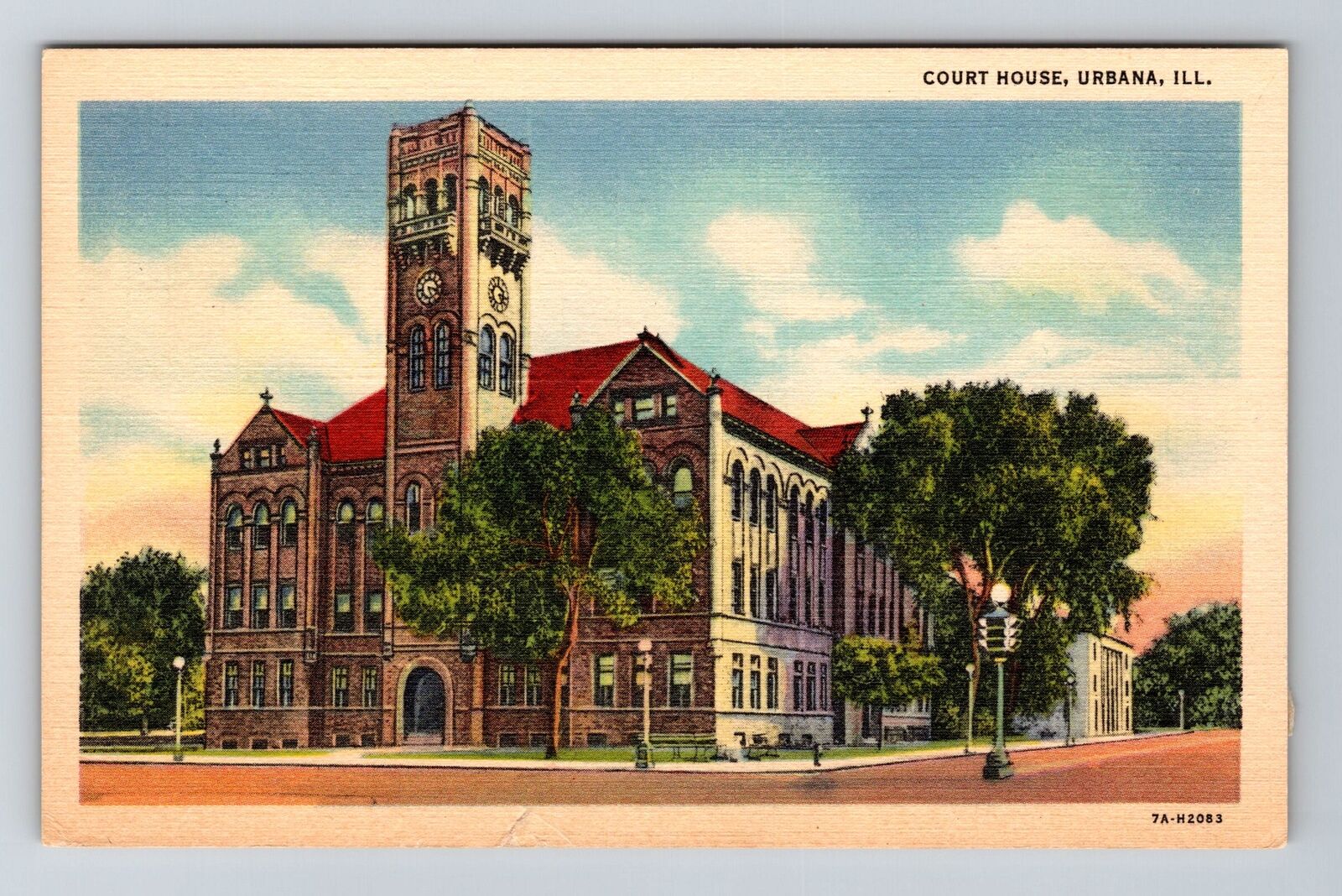 Urbana IL-Illinois, Courthouse Vintage Souvenir Postcard